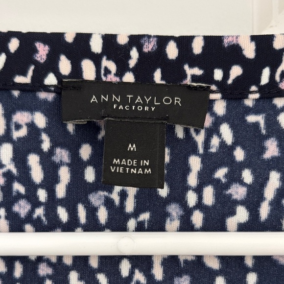 Ann Taylor Factory Navy and White Patterned Blouse - Picture 2 of 6